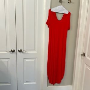 Bright red long dress